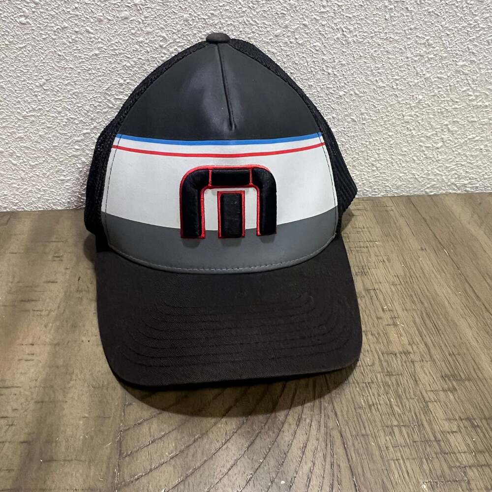 Travis Mathew Black Fiesta Inferno Size L XL Fitted Mesh Golf Hat Cap